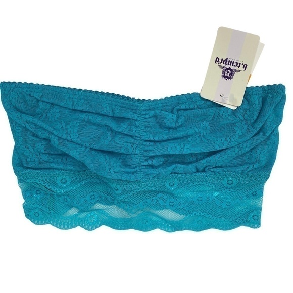 b.tempt'd by Wacoal Peacock Blue Lace Kiss Bandeau‎ Strapless Bra Women's XS NEW - Picture 3 of 10
